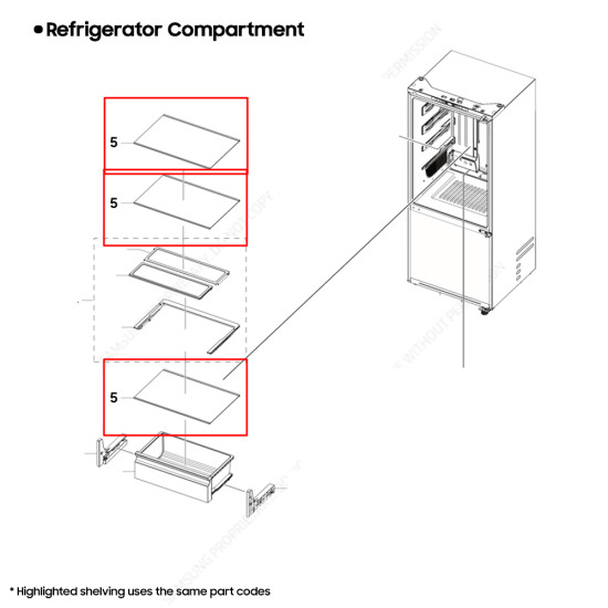 Samsung Refrigerators-REFRIGERATOR GLASS SHELF Spare Replacement Parts from samsungparts.nz